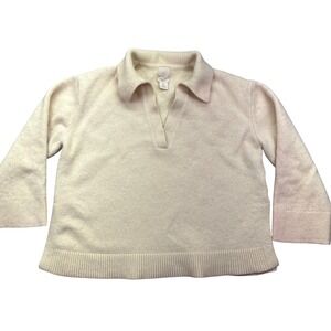 H&M Merino Wool Blend Sweater Collared Pullover Casual Top Women's S Pink‎ Cream